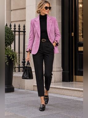 Liz Claiborne Lilac Suede Single-Button Blazer